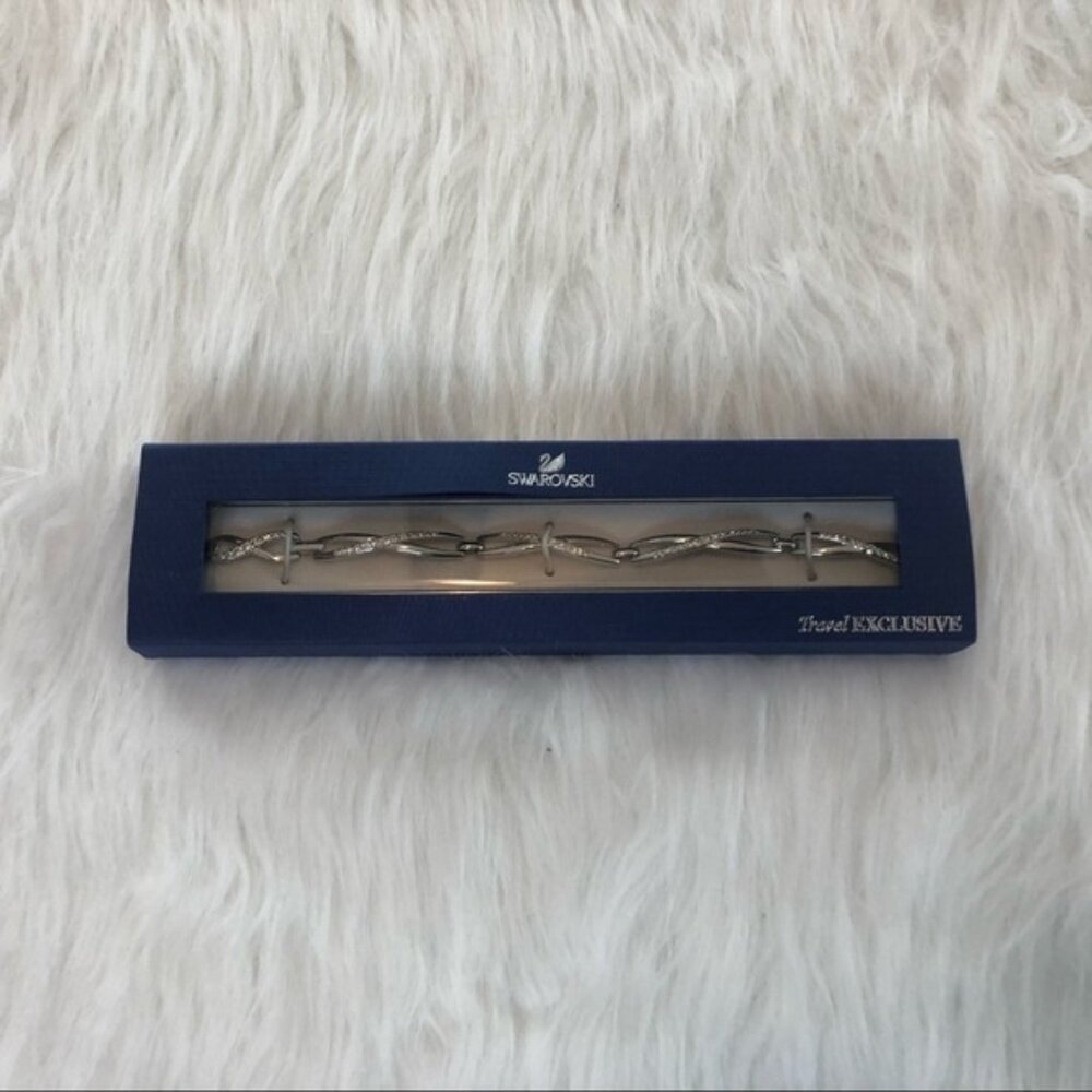 Swarovski Bracelet New Original Box Stamped SWAROVSKI Silvertone Clear Crystal